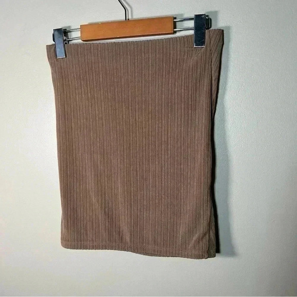 NWOT Naked Wardrobe ruched detail mini  skirt in tan L - Picture 6 of 6